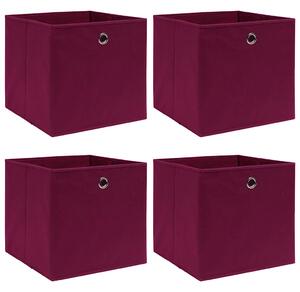 Úložné boxy 4 ks tmavě červené 32 x 32 x 32 cm textil 288341