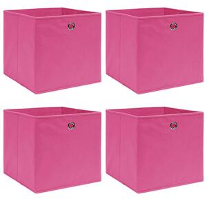 Úložné boxy 4 ks růžové 32 x 32 x 32 cm textil 288345