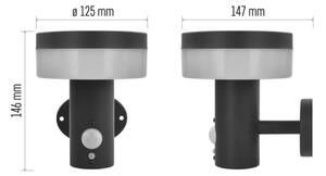LED Solární nástěnné svítidlo se senzorem LED/2W/3,7V 1200 mAh IP44