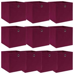 Úložné boxy 10 ks tmavě červené 32 x 32 x 32 cm textil 288343