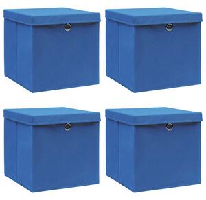 Úložné boxy s víky 4 ks modré 32 x 32 x 32 cm textil 288338