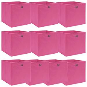 Úložné boxy 10 ks růžové 32 x 32 x 32 cm textil 288347