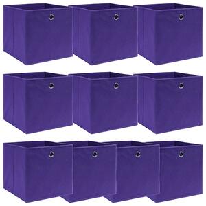 Úložné boxy 10 ks fialové 32 x 32 x 32 cm textil 288355