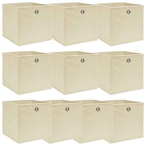 Úložné boxy 10 ks krémové 32 x 32 x 32 cm textil 288359