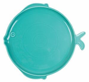 VILLA D’ESTE HOME Designový jídelní talíř Open Fish, světle modrá 28 cm