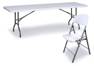 Cateringový stůl skládací - plastový délka 180cm + ODOLNÁ ŽIDLE 6ks