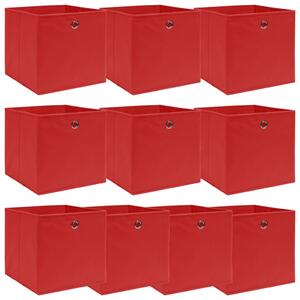Úložné boxy 10 ks červené 32 x 32 x 32 cm textil 288363