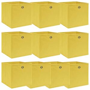 Úložné boxy 10 ks žluté 32 x 32 x 32 cm textil 288367