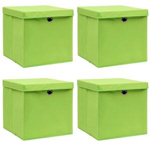 Úložné boxy s víky 4 ks zelené 32 x 32 x 32 cm textil 288370