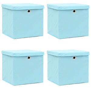 Úložné boxy s víky 4 ks bledě modré 32 x 32 x 32 cm textil 288374