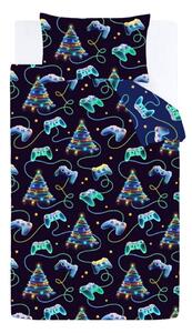 Černé/modré povlečení na dvoulůžko 200x200 cm Christmas Gamer – Catherine Lansfield