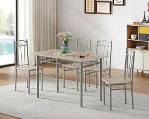 Jídelní stůl s 4 židlemi šedý BC FUR-101-160S