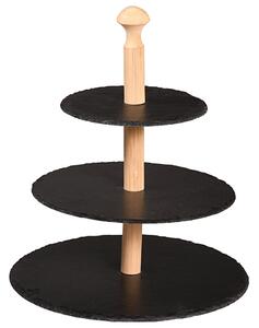 Servírovací stojan, 3 patra, 30 x 34 x 30 cm, břidlice/bambus KESPER 38119