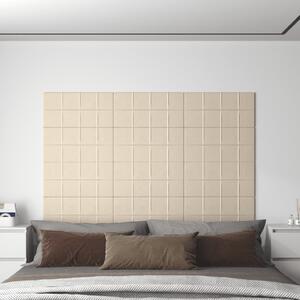 Nástěnné panely 12 ks krémové 60 x 30 cm samet 2,16 m²