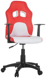 OTOČNÁ ŽIDLE PRO MLÁDEŽ, vzhled kůže, síťovina, červená, bílá MID.YOU - Online Only psací stoly & židle, Online Only
