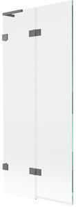 Mexen Lunar L, 2-křídlová vanová zástěna levá 80 x 150 cm, čiré sklo, grafitová, 897L-080-100-95-00-L