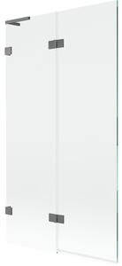 Mexen Lunar L, 2-křídlová vanová zástěna levá 100 x 150 cm, čiré sklo, grafitová, 897L-100-100-95-00-L