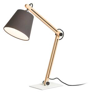 Stolní lampa NIZZA, stínidlo Polycotton černé, podstavec dřevo, patice E14, 7 W