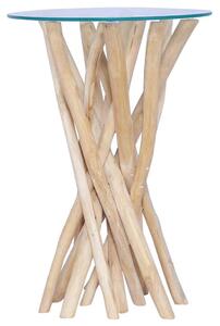 Konferenční stolek skleněná deska 35 x 35 x 50 cm masivní teak 288813