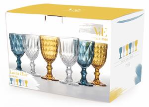 VILLA D’ESTE HOME TIVOLI Set sklenic na víno Divine 6 kusů, 3 barvy, 3 různé reliéfy, 200 ml