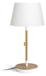 Stolní lampa KEITH/ALVIS 24 s USB, bílá/buk, patice E27, 11 W