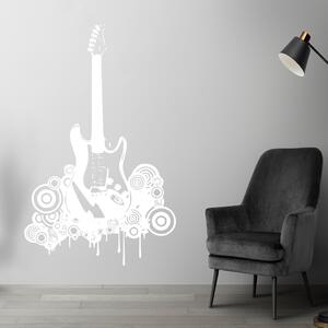 Živá Zeď Samolepka Elektrofonická kytara Barva: bílá, Velikost: 60 x 37 cm