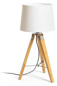Stolní lampa ALVIS/AMBITUS 30, stínidlo Polycotton bílé, podstavec bambus, patice E27, 15 W
