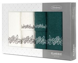 Krémově zelená dárková sada ručníků CLAVIA