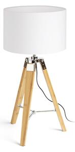Stolní lampa ALVIS/RON 40, stínidlo Polycotton bílé, podstavec bambus, patice E27, 15 W