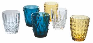 VILLA D’ESTE HOME TIVOLI Set sklenic na vodu Loira 6 kusů, 3 barvy, 3 reliéfy, 280 ml