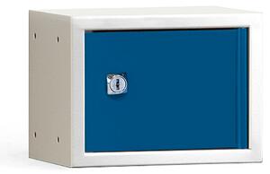 AJ Produkty Box na osobní věci CUBE, 150x200x150 mm, šedá/modré dveře