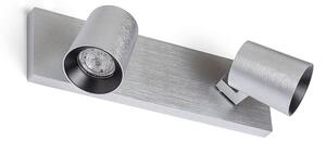 Přisazené nástěnné svítidlo KENNY II, česaný hliník/černá, patice GU10, 2× 8 W