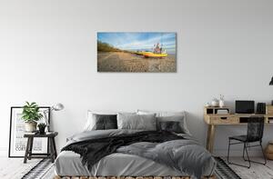 Obraz na skle Gdańsk Beach lodě sea 100x50 cm
