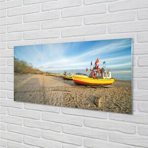 Obraz na skle Gdańsk Beach lodě sea 100x50 cm