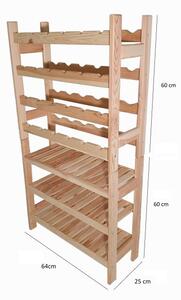 Dřevěný policový regál + regál na víno, 60 + 60 x 64 x 25 cm