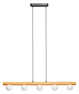 Závěsné svítidlo NOCTIS, dřevo/opálové sklo, patice G9, 5× 7 W