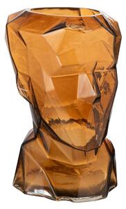 Hnědá skleněná váza J-line Cubist 30 cm