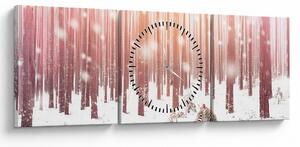 Obraz - Zebra v zasněženém lese (s hodinami) (90x30 cm)