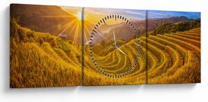 Obraz - Rýžové terasy ve Vietnamu (s hodinami) (90x30 cm)