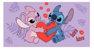 Fialová bavlněná dětská osuška 70x140 cm Lilo and Stitch "Kiss" – Jerry Fabrics