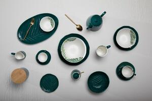 PremierHousewares Deisgnový porcelánový talíř BALI, tmavě zelená 16 cm