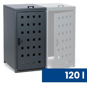 Přístřešek na popelnici do objemu 120 l, 114 x 57 x 62,3 cm, přístavný, šedá