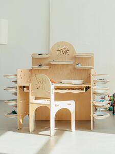 Hrací stůl s úložným prostorem PLAY TIME + židle - Nelakovaná