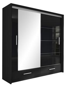 Šatní skříň Marsylia lesk Barva korpusu: Černá, Rozměry: 250 cm