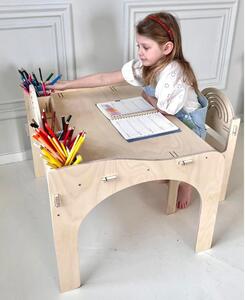Dětský stolek RAINBOW s pastelkovníky + židle - Bílá