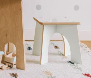 Domečkový stůl na kreslení s regálem + stolička RONDO - Modrá