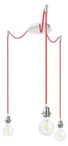 Závěsná sada KOMBIX 3, 3 závěsy, základna chromová, kabel červený, objímka chrom, patice E27, 3× 15 W