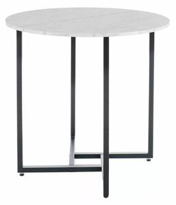 Signal Kulatý jídelní stůl Alto 80 cm bílý mramor/černý