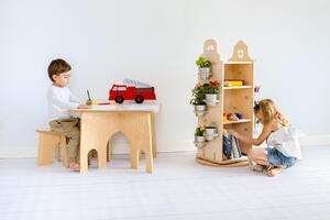 Dětský stůl RONDO + stolička bez opěrátka - Béžová, Zvolte variantu: S jednou židlí