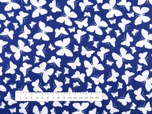 Biante Dětský bavlněný závěs Sandra SA-376 Bílí motýlci na modrém 150x140 cm